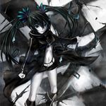  black_rock_shooter black_rock_shooter_(character) checkered highres long_hair solo twintails weapon yato 