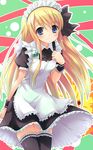  alternate_costume blonde_hair blue_eyes enmaided garters k-on! kotobuki_tsumugi kusakami_akira long_hair maid maid_headdress solo thighhighs wrist_cuffs zettai_ryouiki 