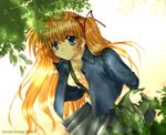  bag blue_eyes cat kanon leaf long_hair orange_hair sawatari_makoto solo suruga_kasune twintails 