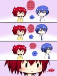  akuma_no_riddle azuma_tokaku blue_eyes blue_hair english ichinose_haru multiple_girls red_hair school_uniform smile yuri 