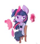  alasou alpha_channel anthro anthrofied chair chibi clothing equine fan female friendship_is_magic frown fur hair half-closed_eyes hi_res horn looking_at_viewer magic mammal messy_hair midriff my_little_pony navel open_clothes plain_background purple_eyes purple_fur purple_hair quill scroll sitting solo sports_bra sweat telekinesis transparent_background twilight_sparkle_(mlp) winged_unicorn wings 