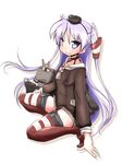  amatsukaze_(kantai_collection) amatsukaze_(kantai_collection)_(cosplay) blue_eyes cosplay garter_straps hat highres hiiragi_kagami kantai_collection long_hair lucky_star mizushima_(p201112) multiple_girls rensouhou-chan striped striped_legwear thighhighs two_side_up very_long_hair 