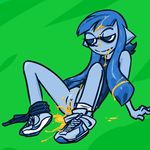  after_sex bottomless cephalopod clothing female ink inkling lying nintendo nude on_back plain_background pussy sildre solo splatoon spread_legs spreading squid tongue video_games 