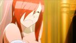  1girl animated animated_gif blush dress erza_scarlet fairy_tail fairy_tail_houou_no_miko red_hair wedding_dress 