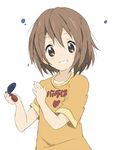  brown_eyes brown_hair castanets casual core_(mayomayo) grin hirasawa_yui instrument k-on! short_hair smile un_tan 