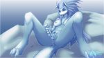  blue_theme breasts canine claws female fluffy_tail fur hair horn iontoon long_hair lying mammal masturbation monster_rancher nipples nude on_back pussy solo spread_legs spreading tiger_(monster_rancher) tiger_of_the_wind tongue unknown_species 