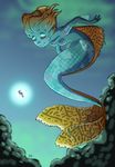  ambiguous_gender anthro blue_scales blue_skin breasts eyes_closed female fin fins fish fish_tail glowing group gusana luminescent marine mermaid nude scales seahorse smile underwater water 