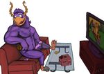  alcohol anthro avian beak beer beverage biceps brock_pearson digeri_dingo disney feathers hair horn lube male masturbation monsters_university penis pixar pornography smile sofa solo spectral-bat table taz taz-mania television 