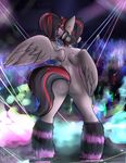 anthro anthrofied butt equine female friendship_is_magic fur hair hand_behind_head headphones hi_res mammal my_little_pony nude original_character pegasus public purple_fur pussy rave solo standing two_tone_hair venauva wings 