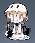  blonde_hair blue_eyes candle chibi ghost_costume glasses looking_at_viewer lowres shimada_fumikane short_hair skull solo strike_witches ursula_hartmann world_witches_series 