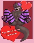  &lt;3 balls bow butt clothing dust_the_otter holidays humanoid_penis kymah leggings legwear looking_at_viewer male mammal mustelid nude otter paws penis smile solo valentine&#039;s_day 