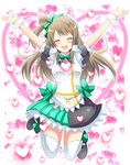  :d ^_^ asymmetrical_clothes bad_id bad_pixiv_id bow brown_hair closed_eyes hair_bow heart long_hair love_live! love_live!_school_idol_project maid minami_kotori mogyutto_&quot;love&quot;_de_sekkin_chuu! one_side_up open_mouth shinekalta smile solo thighhighs zettai_ryouiki 