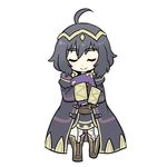  ahoge black_hair book closed_eyes fire_emblem fire_emblem:_kakusei hair_ornament lowres mark_(female)_(fire_emblem) mark_(fire_emblem) miuta robe smile solo 