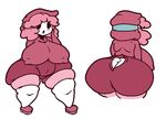  big_butt blush breasts butt buttcrack female hair mario_bros nintendo overweight pink_hair shygirl shyguy solo thick_thighs unknown_artist video_games 