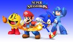  4boys capcom crossover epic mario mario_(series) multiple_boys namco nintendo pac-man pac-man_(game) rockman rockman_(character) rockman_(classic) sega sonic sonic_the_hedgehog super_mario_bros. super_smash_bros. 