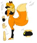  big_breasts blonde_hair breasts canine claws clothed clothing female fox hair heartman98 invalid_tag mammal model_sheet ninja paws plain_background skimpy solo white_background 