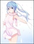  blue_eyes blue_hair dress hatsune_miku j23 long_hair looking_at_viewer scarf solo twintails vocaloid 