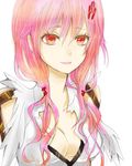  bare_shoulders breasts center_opening cleavage detached_sleeves guilty_crown hair_ornament hairclip long_hair looking_at_viewer pink_hair red_eyes rosette_(roze-ko) small_breasts smile solo twintails yuzuriha_inori 