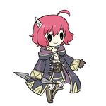  ahoge fire_emblem fire_emblem:_kakusei hair_ornament javelin lowres mark_(female)_(fire_emblem) mark_(fire_emblem) miuta red_hair robe smile solo 