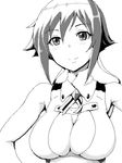  aquarion_(series) aquarion_evol breasts clearite cleavage cleavage_cutout drawr greyscale hair_ribbon large_breasts making_of monochrome ribbon short_hair simple_background smile solo white_background zessica_wong 