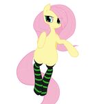  equine female feral fluttershy_(mlp) friendship_is_magic fur hair hi_res long_hair looking_at_viewer mammal my_little_pony pegasus pink_hair plain_background solo striped_socks unknown_artist white_background wings yellow_fur 