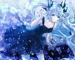  alicetype blue_eyes blue_hair bubble dress hatsune_miku highres long_hair looking_at_viewer nail_polish shinkai_shoujo_(vocaloid) smile solo twintails very_long_hair vocaloid 