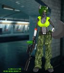  abs anthro barefoot battlefield big_breasts breasts camo canide canine eyewear female glasses gun hair kristine_blackburn kristine_blackburn(character) looking_at_viewer mammal n3xxys operation_metro ranged_weapon solo standing weapon wolf 