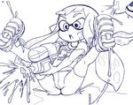  female inkling monochrome splatoon spread_legs spreading squid 