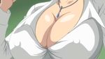  animated_gif baku_chichi_bomb bakunyuu_bomb black_hair blush breast_grab breasts cleavage earrings erect_nipples huge_breasts jewelry pink_eyes teacher tongue wakatsuki_risa 