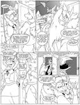  bedroom black_and_white clothing comic dialog dragon drake_(zerofox) english_text excalibur female fluff fur furred_dragon male monochrome text wings zerofox1000 