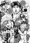  bud_(korovsme) dio_brando flower greyscale jojo_no_kimyou_na_bouken jonathan_joestar millipen_(medium) monochrome multiple_boys multiple_persona phantom_blood traditional_media wang_chan 