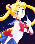  back_bow bad_id bad_pixiv_id bishoujo_senshi_sailor_moon bishoujo_senshi_sailor_moon_crystal blue_eyes blue_sailor_collar blue_skirt bow choker circlet double_bun earrings elbow_gloves gloves hair_ornament hairclip highres jewelry long_hair red_bow red_choker ririko_deluxe sailor_collar sailor_moon sailor_senshi_uniform skirt smile solo tsukino_usagi twintails white_gloves 