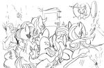  black_and_white blush bylisboa caught cutie_mark door dragon earth_pony equine female feral fluttershy_(mlp) freckles friendship_is_magic group hair hi_res horn horse long_hair male mammal monochrome my_little_pony o_o pegasus pinkie_pie_(mlp) pony rainbow_dash_(mlp) rarity_(mlp) spike_(mlp) sweat unicorn wing_boner wings 