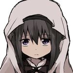  akemi_homura bad_id bad_pixiv_id black_hair blanket dress frown funeral_dress hairband iwashi_(ankh) long_hair looking_at_viewer lowres mahou_shoujo_madoka_magica mahou_shoujo_madoka_magica_movie purple_eyes simple_background solo spoilers white_background 