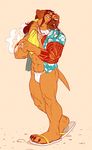  anthro biceps big_muscles black_hair brown_fur canine cigarette claws clothing dog footwear fundoshi fur hair hawaiian_shirt japanese male mammal muscles open_shirt pecs redvelvetbat sandals shirt smoke solo standing tattoo toe_claws toned tosa_inu towel underwear yakuza 