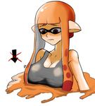  alternate_breast_size bad_id bad_tumblr_id bare_shoulders breasts cleavage domino_mask frown inconvenient_breasts inkling large_breasts long_hair mask monster_girl pointy_ears slime solo splatoon_(series) splatoon_1 tank_top wulfsaga 