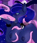  &lt;3 anthro anthrofied arnachy blue_eyes blue_fur blue_hair breasts collar equine female friendship_is_magic fur hair hi_res horn mammal my_little_pony nipples nude object_in_mouth oral princess_luna_(mlp) saliva solo tentacles winged_unicorn wings 