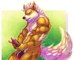  anthro anthrofied arcanine balls biceps big_penis body_hair butt canine chest_hair clenched_teeth cum cum_on_hand cum_on_penis cum_string erection eyes_closed fur hair happy_trail hi_res humanoid_penis male mammal manly masturbation muscles nintendo nipples nude omegaro orgasm pecs penis pok&#233;mon pok&#233;morph pok&eacute;mon pok&eacute;morph pubes sharp_teeth short_hair solo standing teeth toned video_games white_hair 