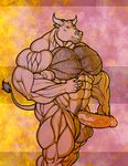  abstract_background anthro balls biceps big_penis body_hair bovine cattle chest_hair erection facial_piercing horn huge_muscles humanoid_penis hyper mammal muscles nude pecs penis pubes ripped-saurian solo standing vein veiny_penis 