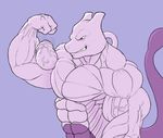  biceps fangs flexing hyper male mewtwo muscles nintendo pecs plain_background pok&#233;mon pok&eacute;mon ripped ripped-saurian scales teeth vein video_games 