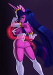  anthro anthrofied breasts butt cleavage clothed clothing dclzexon elbow_gloves equine female friendship_is_magic gloves hair hi_res horn long_hair looking_at_viewer looking_back mammal my_little_pony purple_body solo twilight_sparkle_(mlp) unicorn 