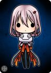  bad_id bad_pixiv_id bare_shoulders black_legwear blush center_opening chibi detached_sleeves fyu-neru guilty_crown hair_ornament hairclip long_hair looking_at_viewer navel o_o pink_hair solid_circle_eyes solo suteneko thighhighs twintails yuzuriha_inori 