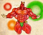  anthro biceps big_macintosh_(mlp) big_muscles blonde_hair body_hair bulge chest_hair dialog earth_pony equine freckles friendship_is_magic hair horse hyper hyper_muscles male mammal muscles my_little_pony pecs pony pubes red_body ripped-saurian solo standing text topless underwear vein 