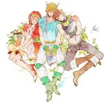  2boys absurdres bandana blonde_hair brown_hair caesar_anthonio_zeppeli highres jojo_no_kimyou_na_bouken joseph_joestar_(young) midriff momijimanjuu multiple_boys scarf sleeping suzi_q 