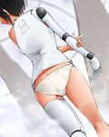  ass black_hair cyborg dr_rex flat_ass head_out_of_frame lace lace-trimmed_panties mechanical_arm mechanical_leg no_pants panties prosthesis prosthetic_arm prosthetic_leg shinatose_izana short_hair sidonia_no_kishi solo spoilers underwear white_panties 