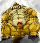  anthro anus balls belly biceps big_balls big_muscles big_penis blush bowser butt chubby claws collar erection hair horn humanoid_penis koopa kotobuki lizard male mario_bros musclegut muscles nintendo nipples nude open_mouth overweight panting pecs penis red_eyebrows red_hair reptile scalie shell solo spikes sweat teeth tongue turtle vein video_games 