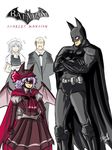  2girls adapted_costume alfred_pennyworth alternate_costume bat_wings batman batman:_arkham_asylum batman_(cosplay) batman_(series) butler commentary cosplay crossover dc_comics izayoi_sakuya maid multiple_boys multiple_girls pose remilia_scarlet scull shocked_eyes sketch smile touhou wings 