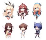  ahoge akagi_(kantai_collection) atago_(kantai_collection) bangs black_legwear blonde_hair blue_eyes blue_hair bow_(weapon) brown_eyes brown_hair chibi crossed_arms cuivre detached_sleeves double_bun gloves hair_ornament hairband hat japanese_clothes kantai_collection kongou_(kantai_collection) long_hair machinery military military_uniform multiple_girls muneate nontraditional_miko open_mouth pantyhose pleated_skirt pointing pointing_at_viewer rensouhou-chan school_uniform serafuku shimakaze_(kantai_collection) short_hair simple_background skirt smile striped striped_legwear tenryuu_(kantai_collection) thighhighs uniform weapon white_background white_legwear yellow_eyes yukikaze_(kantai_collection) 