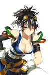  1girl belt belts breasts cleavage dnf dungeon_and_fighter gloves goggles gunner hair_ornament hair_ornaments kiri_(dungeon_and_fighter) korean_clothing lady_kiri large_breasts npc smile solo wink 