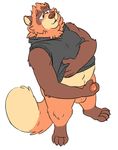  balls blush bottomless chubby clothing fur male mammal masturbation navel open_mouth opturk penis plain_background pullover raccoon solo standing tanuki white_background 